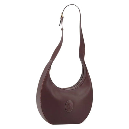 cartier Vintage must de Cartier Leather, Burgundy, Leather, Shoulder Bag