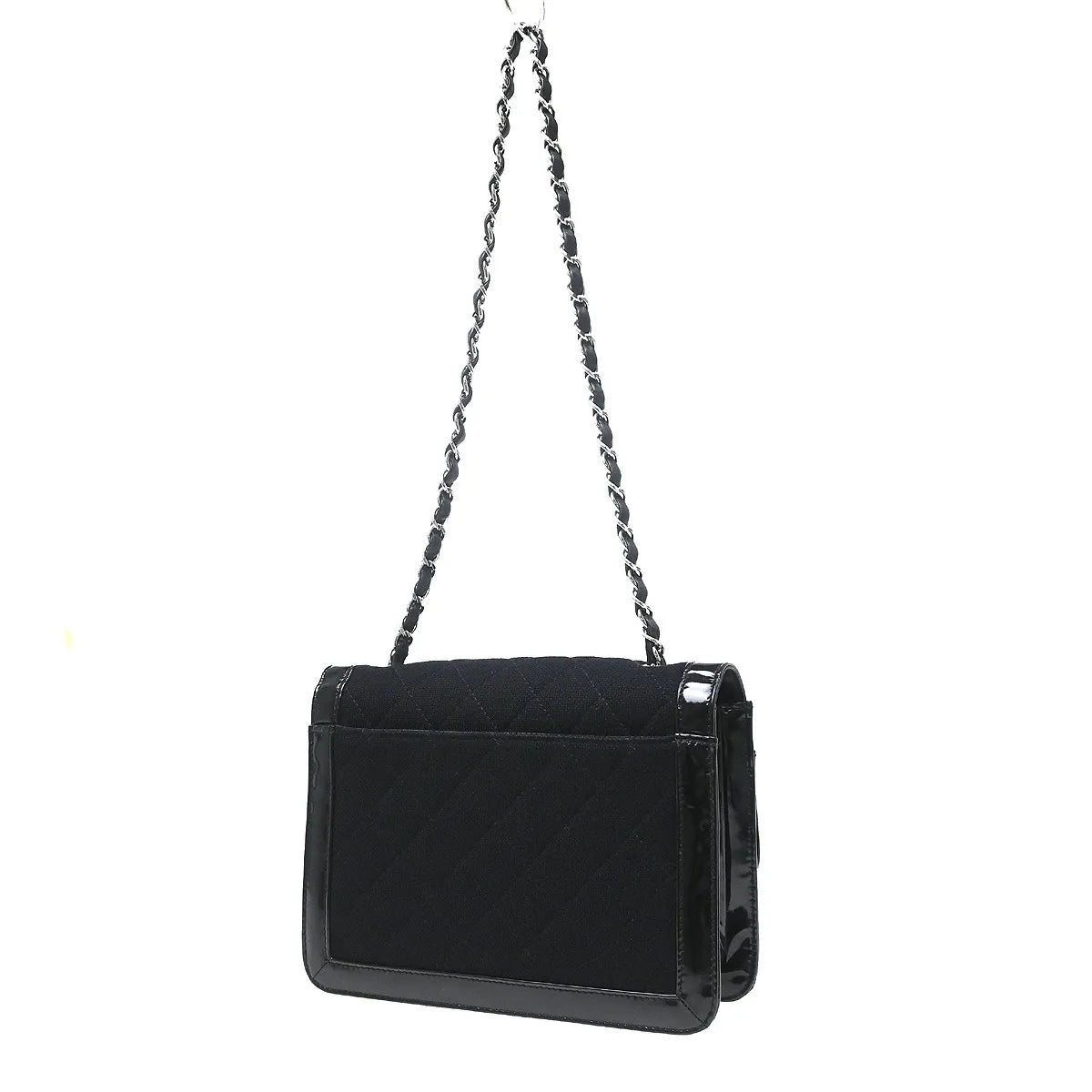 Chanel Reissue Flap Quilted Jersey with Patent, Black, Canvas, Shoulder Bag