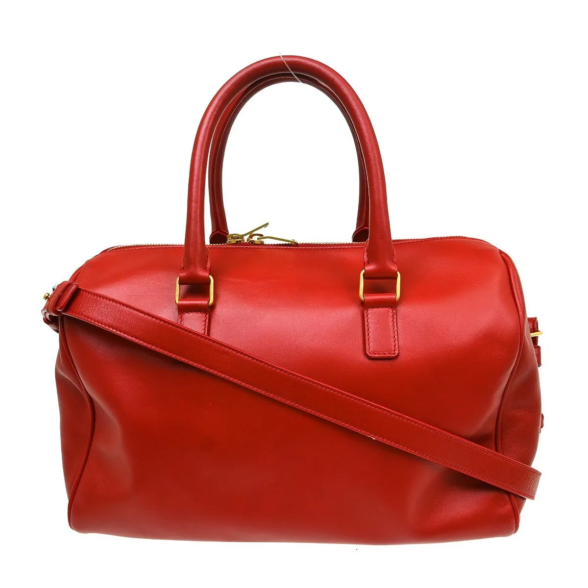 Saint Laurent Classic Duffle Leather, Red, Leather, Handbag