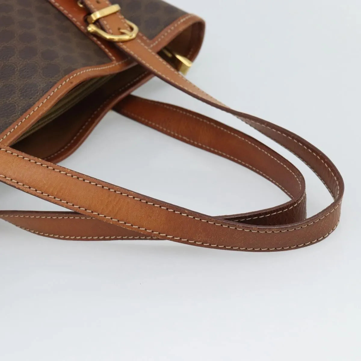Celine Vintage Macadam Canvas and Leather, Brown, Canvas, Tote Bag