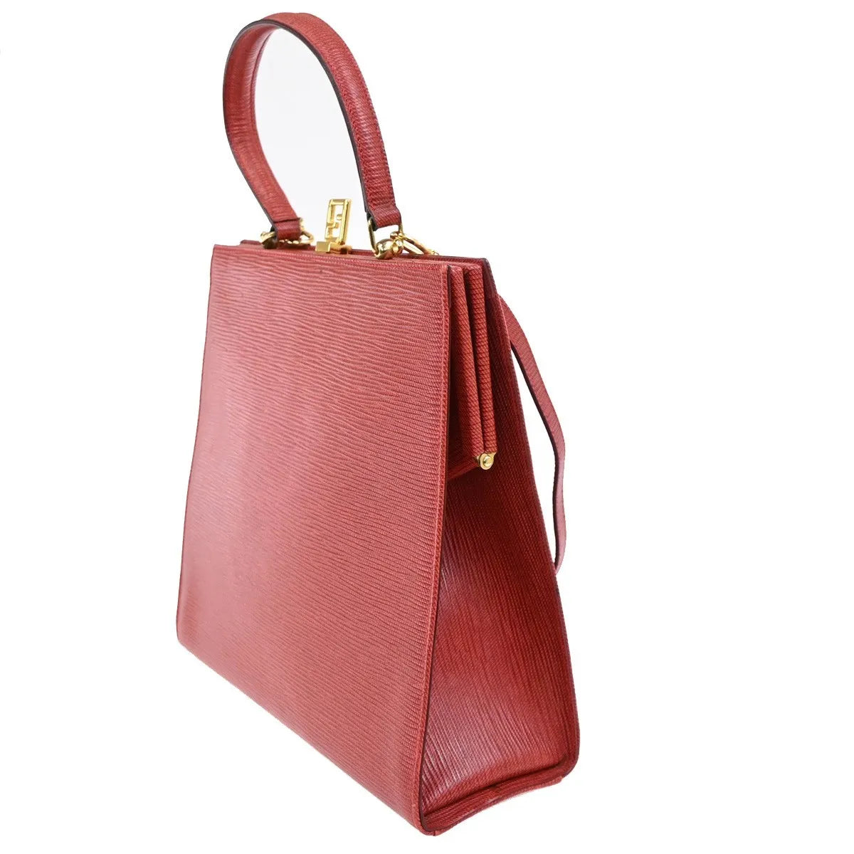 Fendi Vintage Top Handle Leather, Red, Leather, Tote Bag
