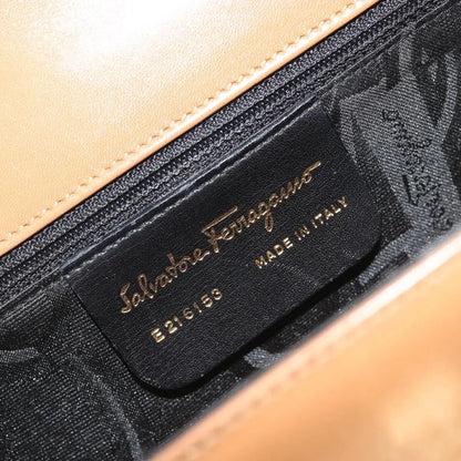 Salvatore Ferragamo Gancini Leather, Brown, Leather, Shoulder Bag