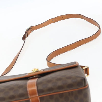 Celine Vintage Macadam Canvas and Leather, Brown, Canvas, Shoulder Bag