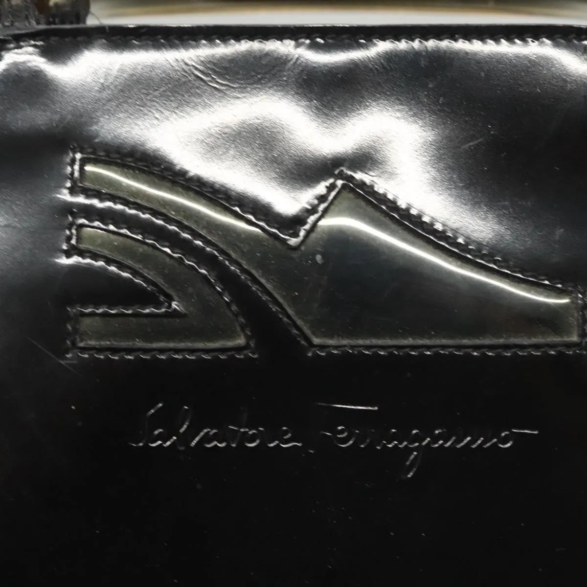 Salvatore Ferragamo Vintage Patent leather, Black, Patent Leather, Handbag