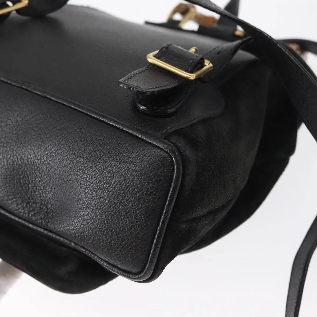 Gucci Vintage Bamboo Suede, Black, Suede, Backpack