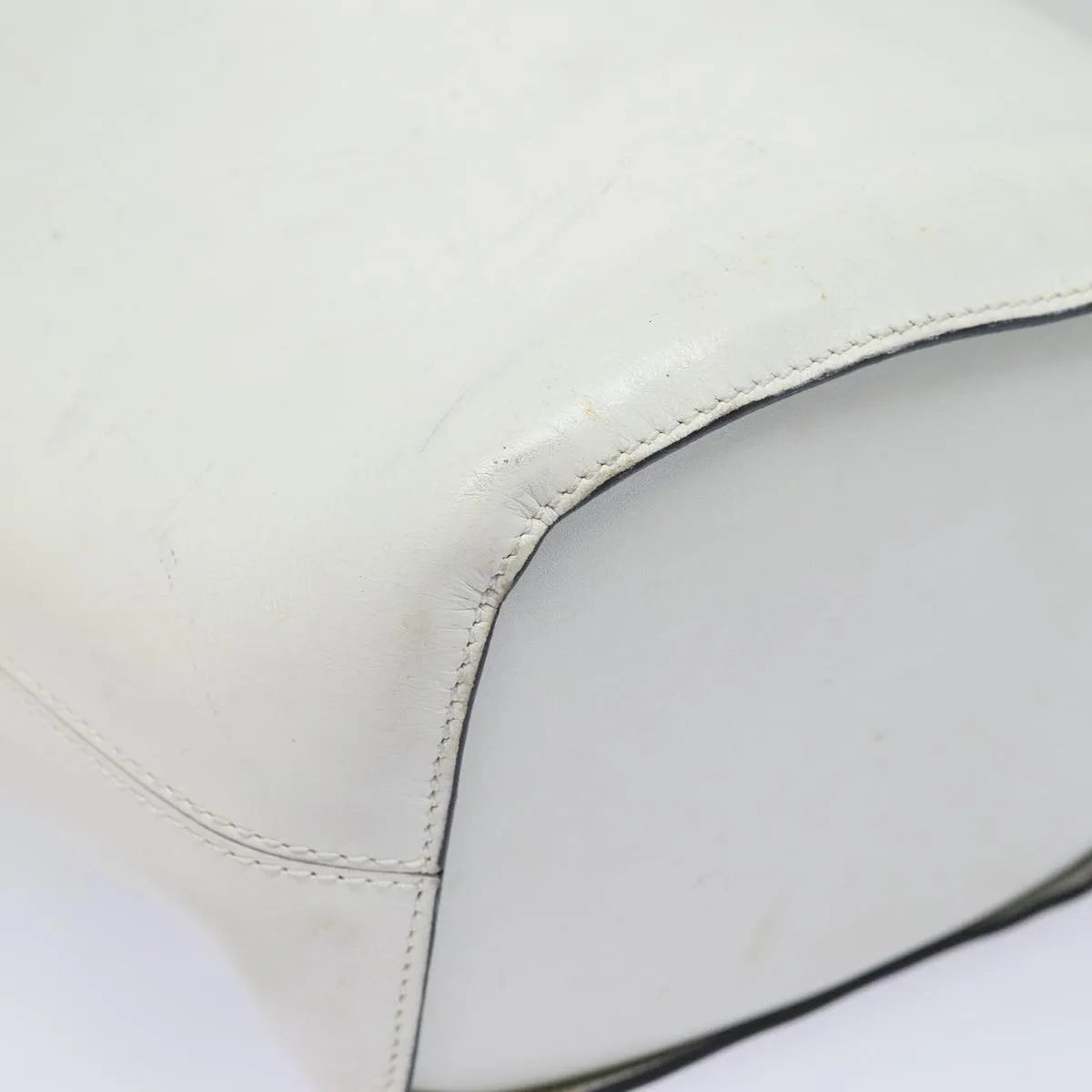 Celine Vintage Circle Logo Leather, White, Leather, Shoulder Bag