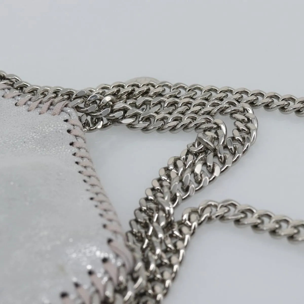 Stella McCartney Falabella Fold Over Faux Leather, Silver, Polyester, Shoulder Bag