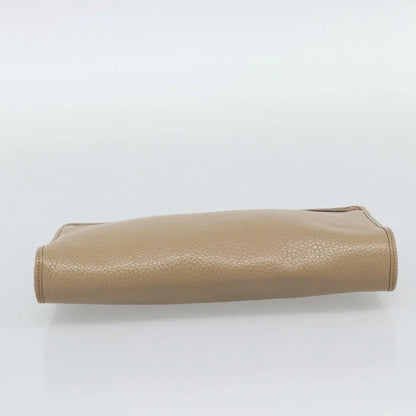 Christian Dior Vintage Zip Pochette Leather, Beige, Leather, Clutch
