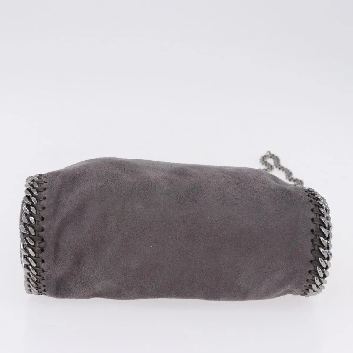 Stella McCartney Falabella Fold Over Faux Leather, Gray, Polyester, Shoulder Bag