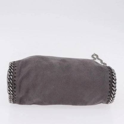 Stella McCartney Falabella Fold Over Faux Leather, Gray, Polyester, Shoulder Bag