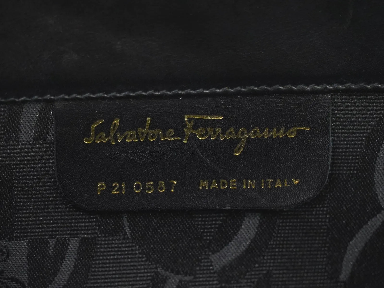 Salvatore Ferragamo Vintage Gancini Chain Leather, Black, Leather, Shoulder Bag