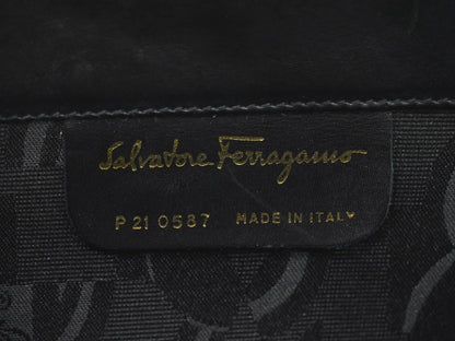 Salvatore Ferragamo Vintage Gancini Chain Leather, Black, Leather, Shoulder Bag