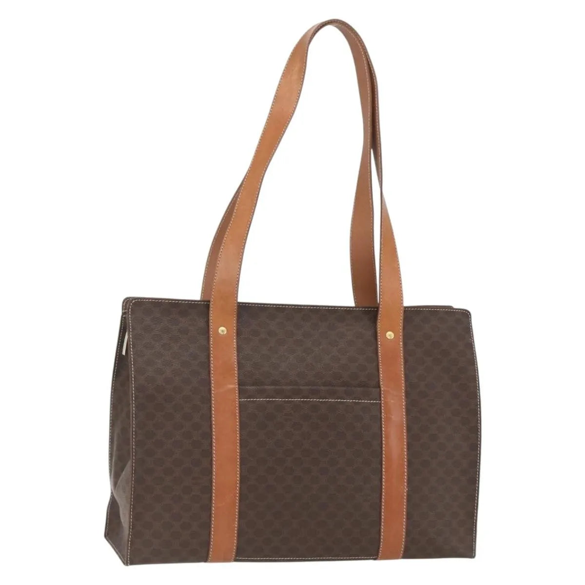 Celine Vintage Macadam Shopper Tote Canvas and Leather, Brown, Canvas, Tote Bag
