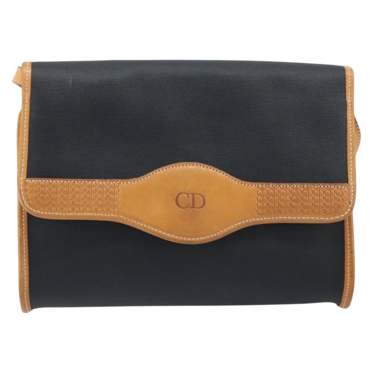 Christian Dior CD Shoulder bag Canvas and Leather, Black, Canvas, Shoulder Bag