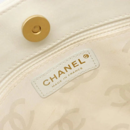 Chanel Surpique Tote Quilted Leather, White, Leather, Tote Bag