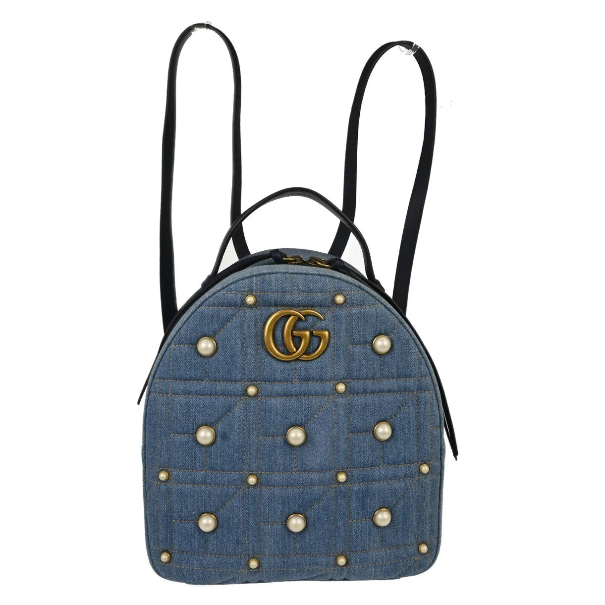 Gucci Backpack Embellished Wool, Blue, Denim, Backpack
