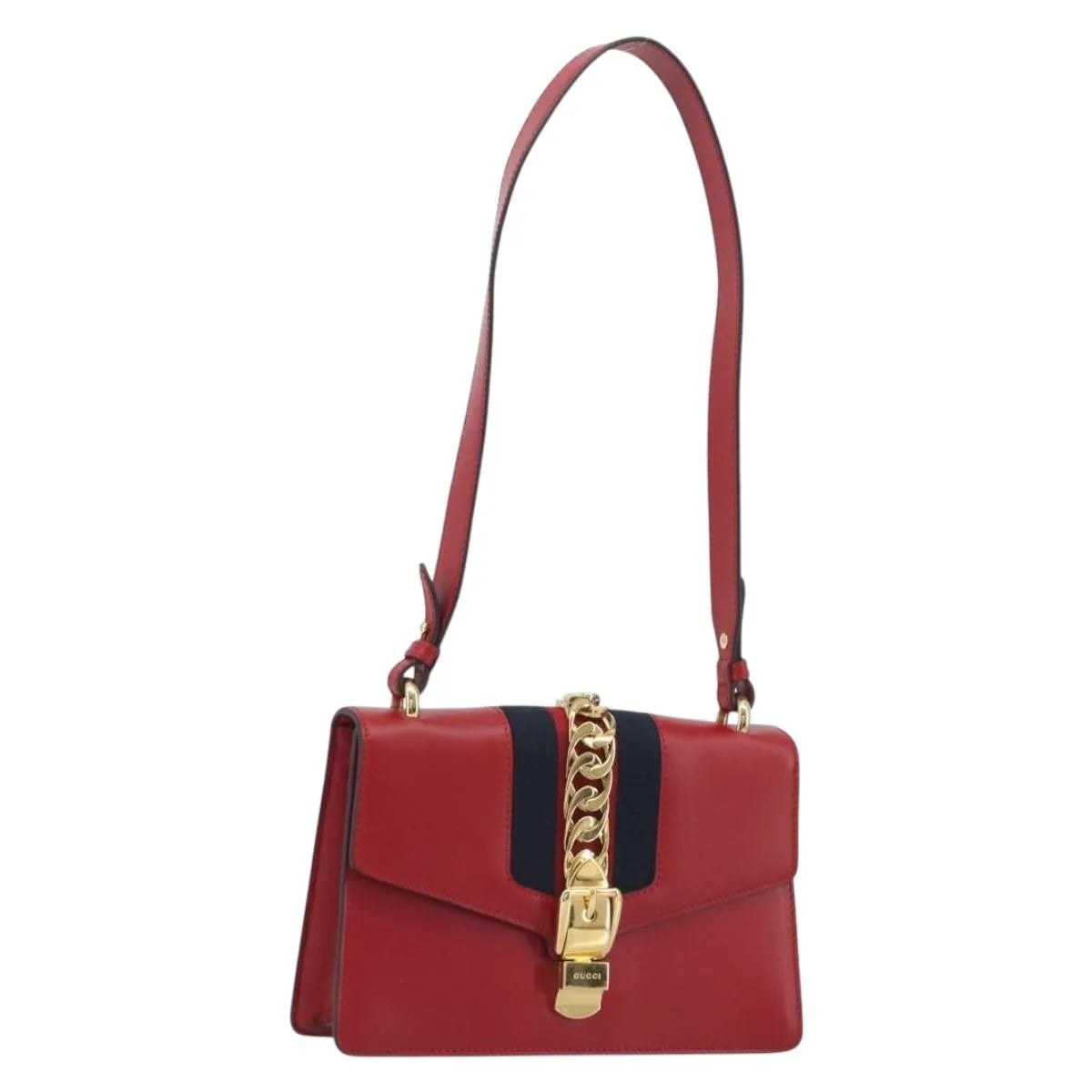 Gucci Sylvie Leather, Red, Leather, Shoulder Bag