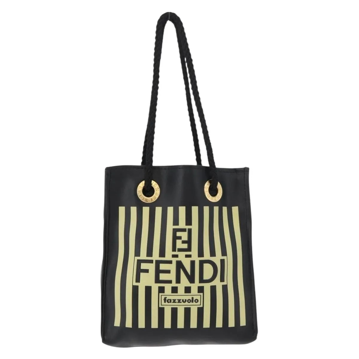 Fendi Fazzuolo Leather, Black, Polyester, Tote Bag