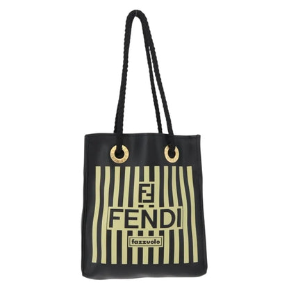 Fendi Fazzuolo Leather, Black, Polyester, Tote Bag