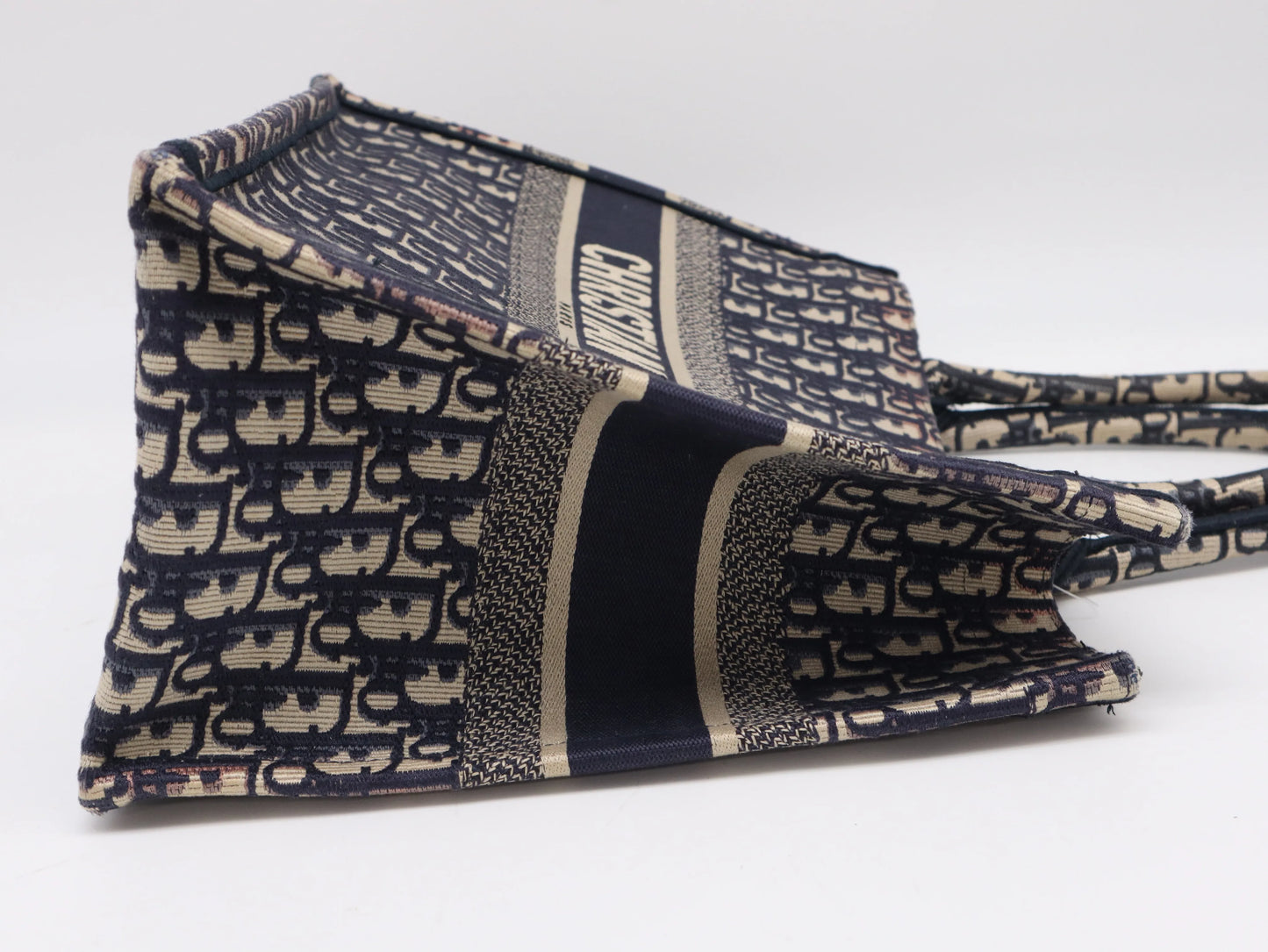 Christian Dior Book Tote Embroidered Canvas, Navy, Canvas, Tote Bag