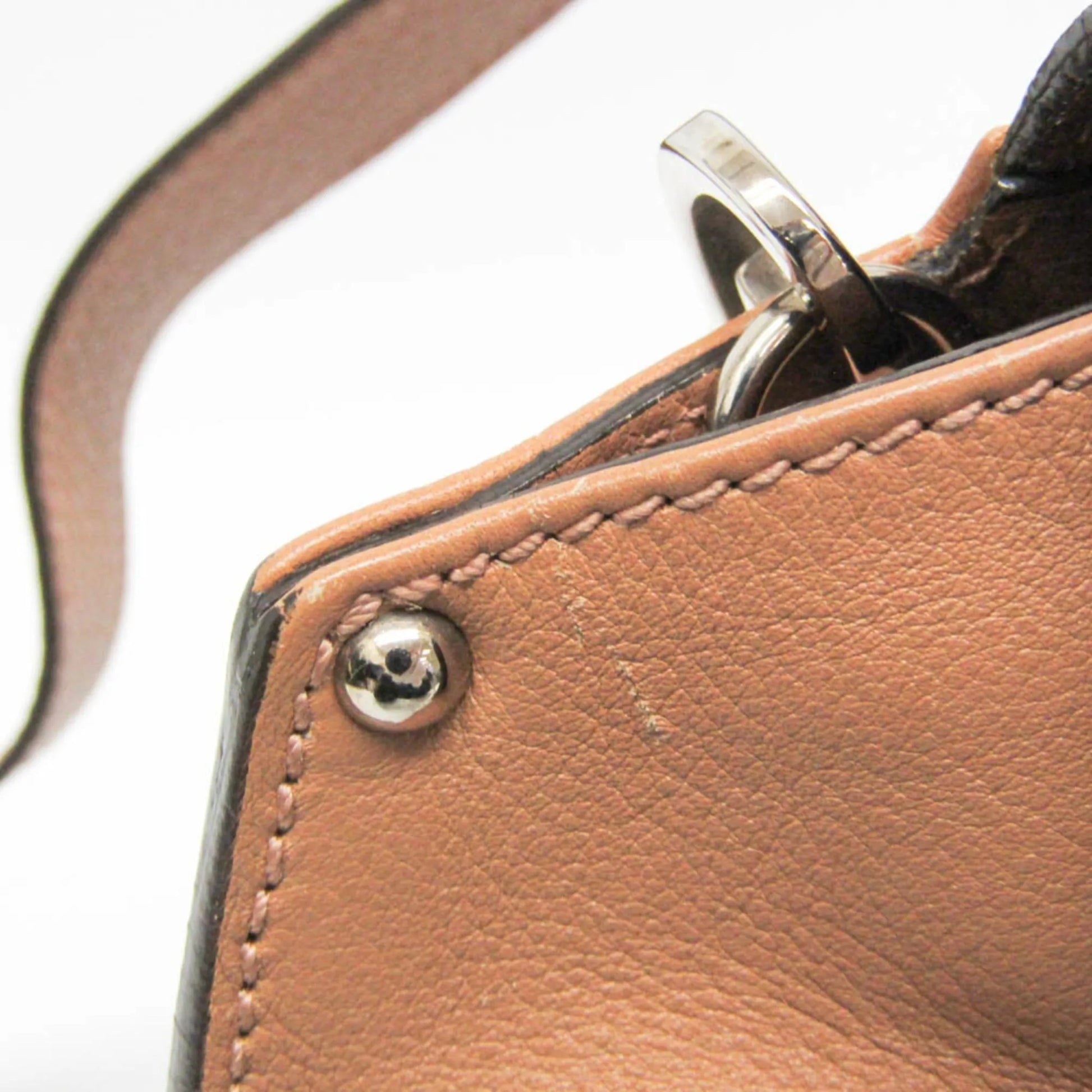 Salvatore Ferragamo Gancini Leather, Brown, Leather, Shoulder Bag