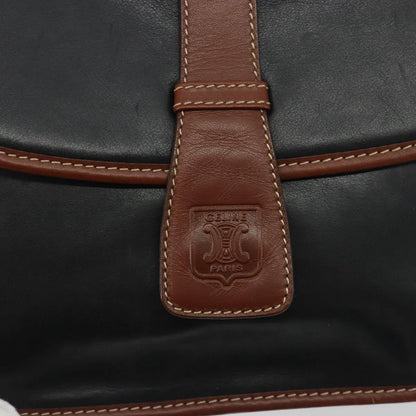 Celine Vintage Flap Leather, Black, Leather, Shoulder Bag