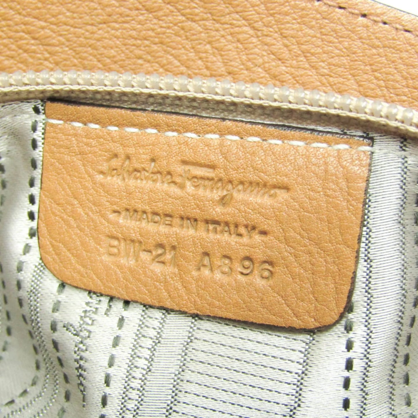 Salvatore Ferragamo Gancini Leather, Brown, Leather, Shoulder Bag