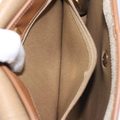 Christian Dior Vintage Honeycomb Flap Canvas and Leather, Beige, PVC, Shoulder Bag