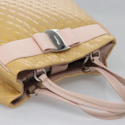 Salvatore Ferragamo Vala Patent leather, Beige, Patent Leather, Handbag