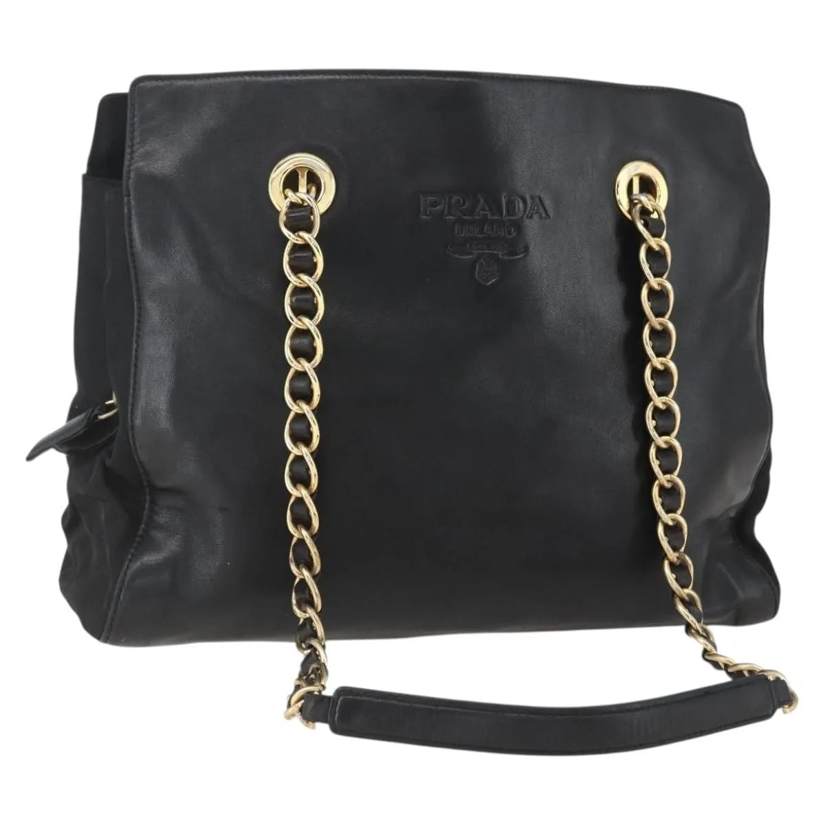 Prada Shoulder Leather, Black, Leather, Shoulder Bag
