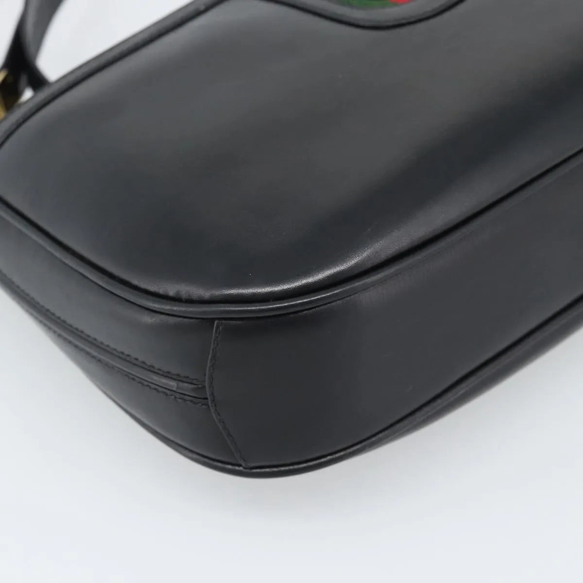 Gucci Vintage Horsebit Leather, Black, Leather, Shoulder Bag