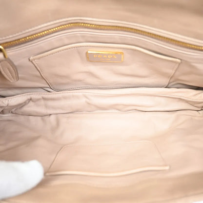 Prada Turnlock Nappa Gaufre, Beige, Leather, Shoulder Bag