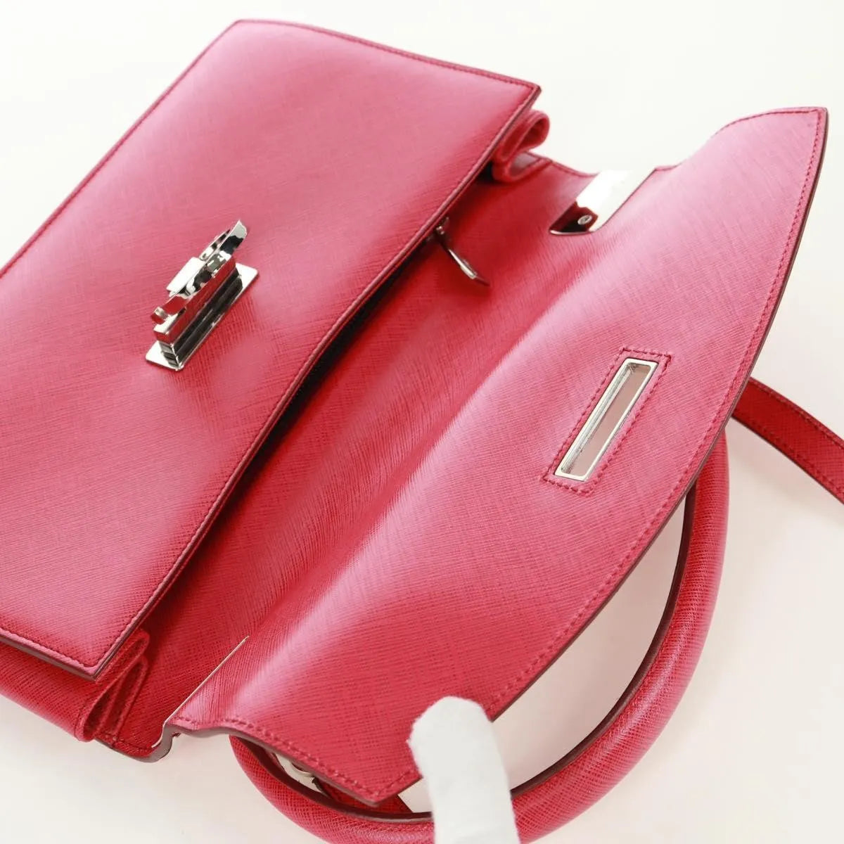 Salvatore Ferragamo Gancini Convertible Top Handle Saffiano Leather, Pink, Leather, Handbag