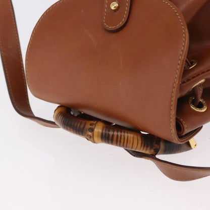 Gucci Vintage Bamboo Leather, Brown, Leather, Backpack