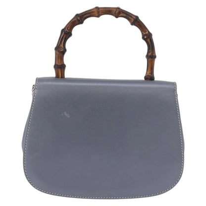 Gucci Vintage Convertible Bamboo Top Handle Leather, Blue, Leather, Handbag