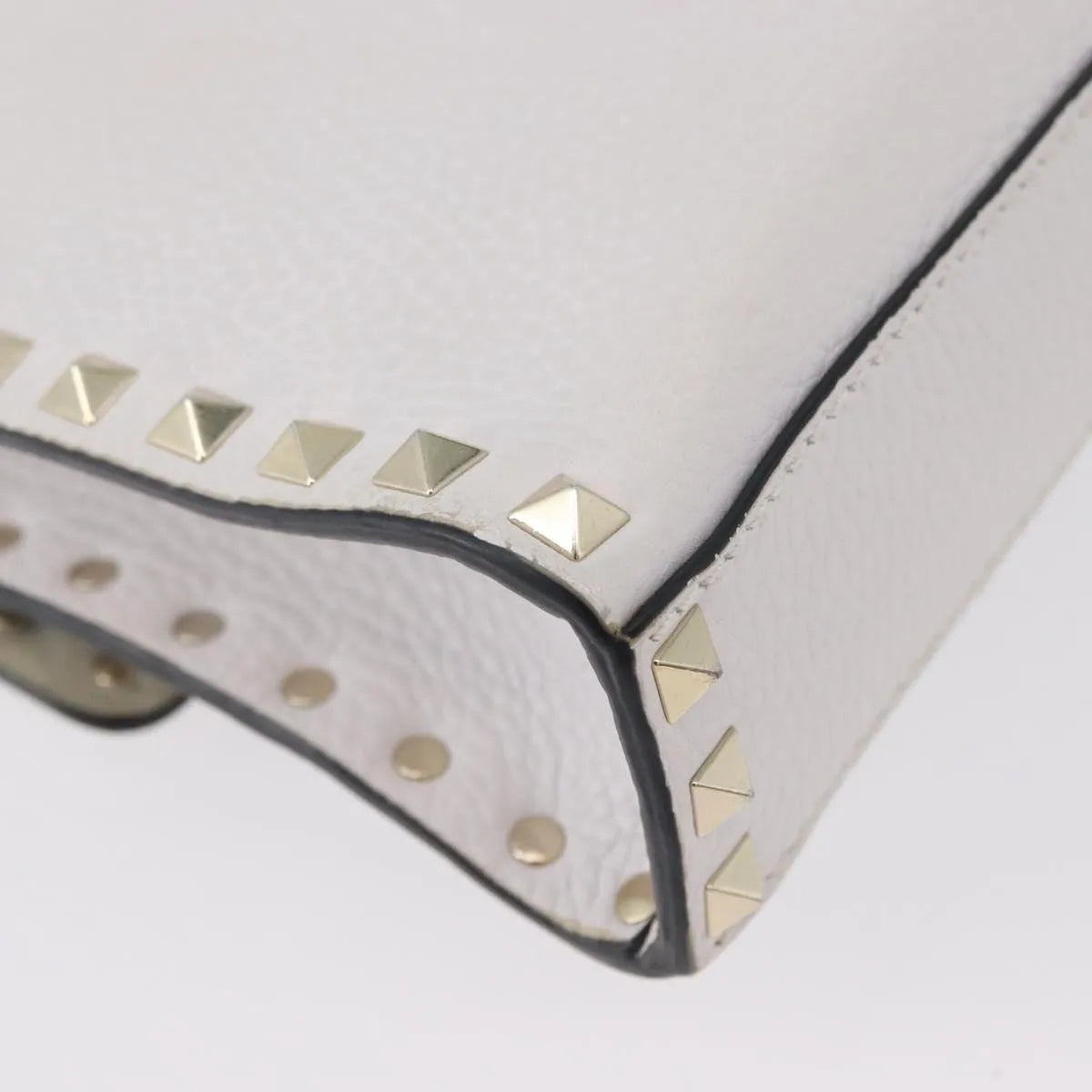 Valentino Garavani Rockstud Flip Lock Flap Leather, White_gold, Leather, Shoulder Bag