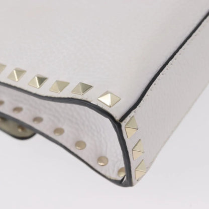 Valentino Garavani Rockstud Flip Lock Flap Leather, White_gold, Leather, Shoulder Bag