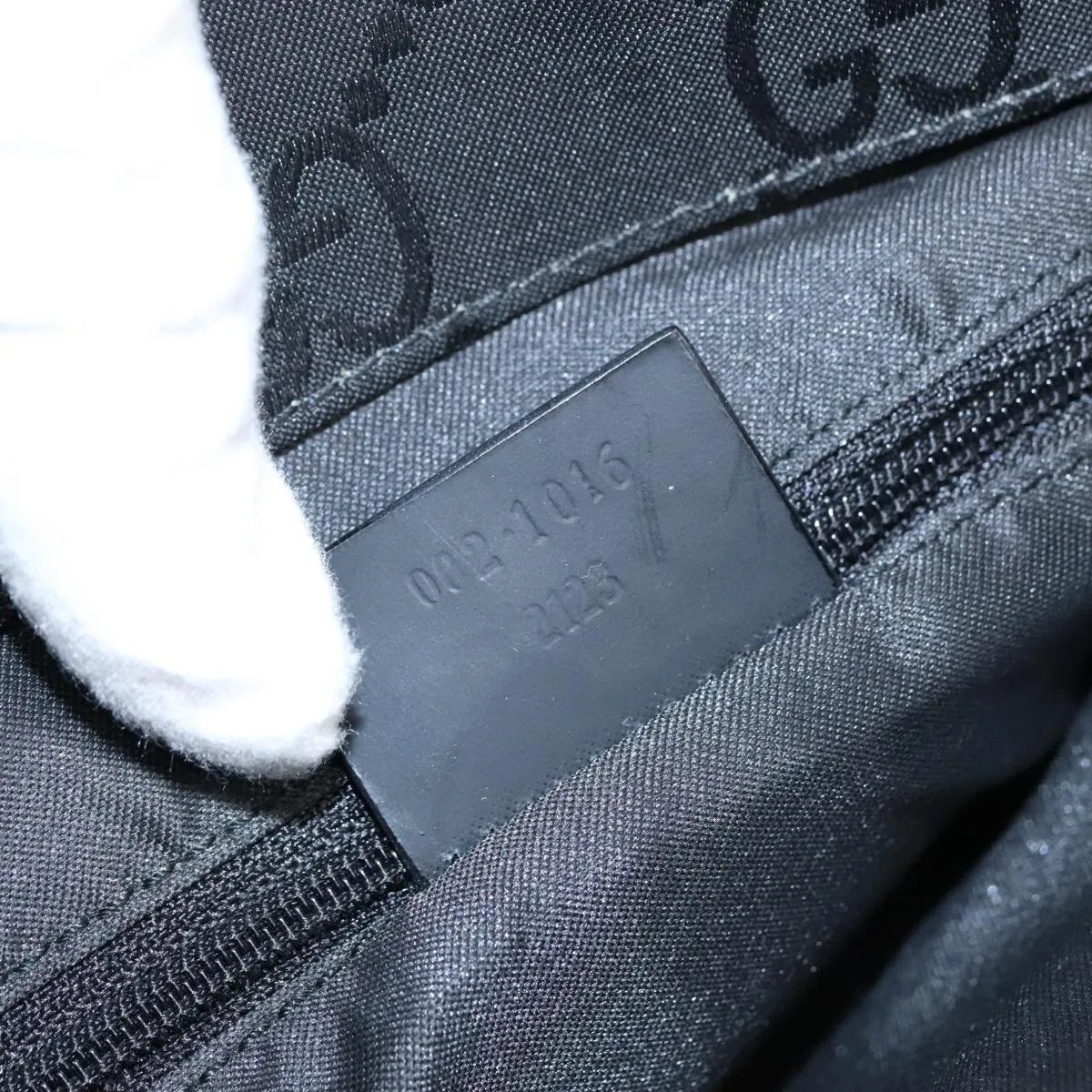 Gucci Vintage Bamboo Handle Tote GG Nylon, Black, Nylon, Tote Bag