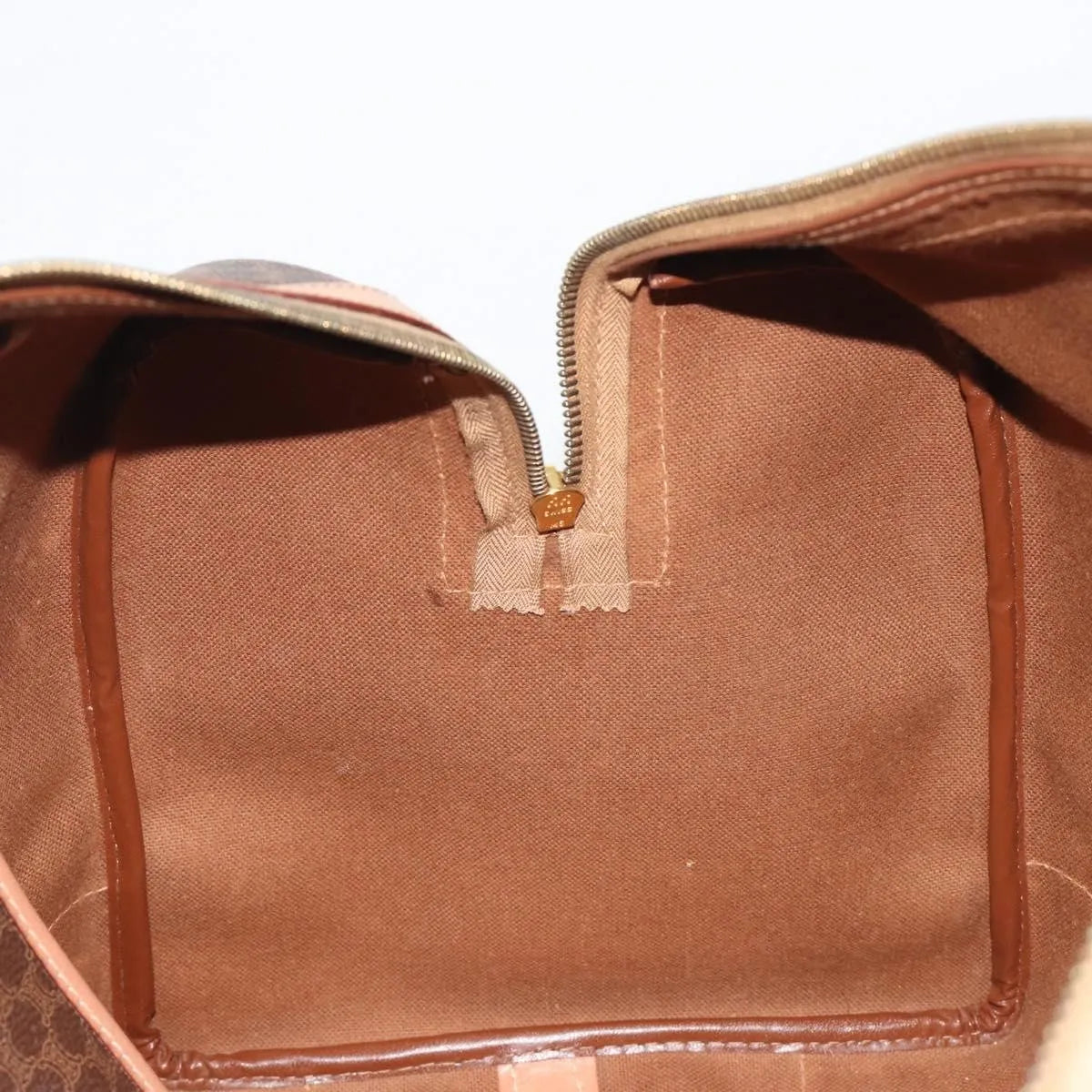 Celine Vintage Macadam Boston Canvas and Leather, Brown, Canvas, Handbag