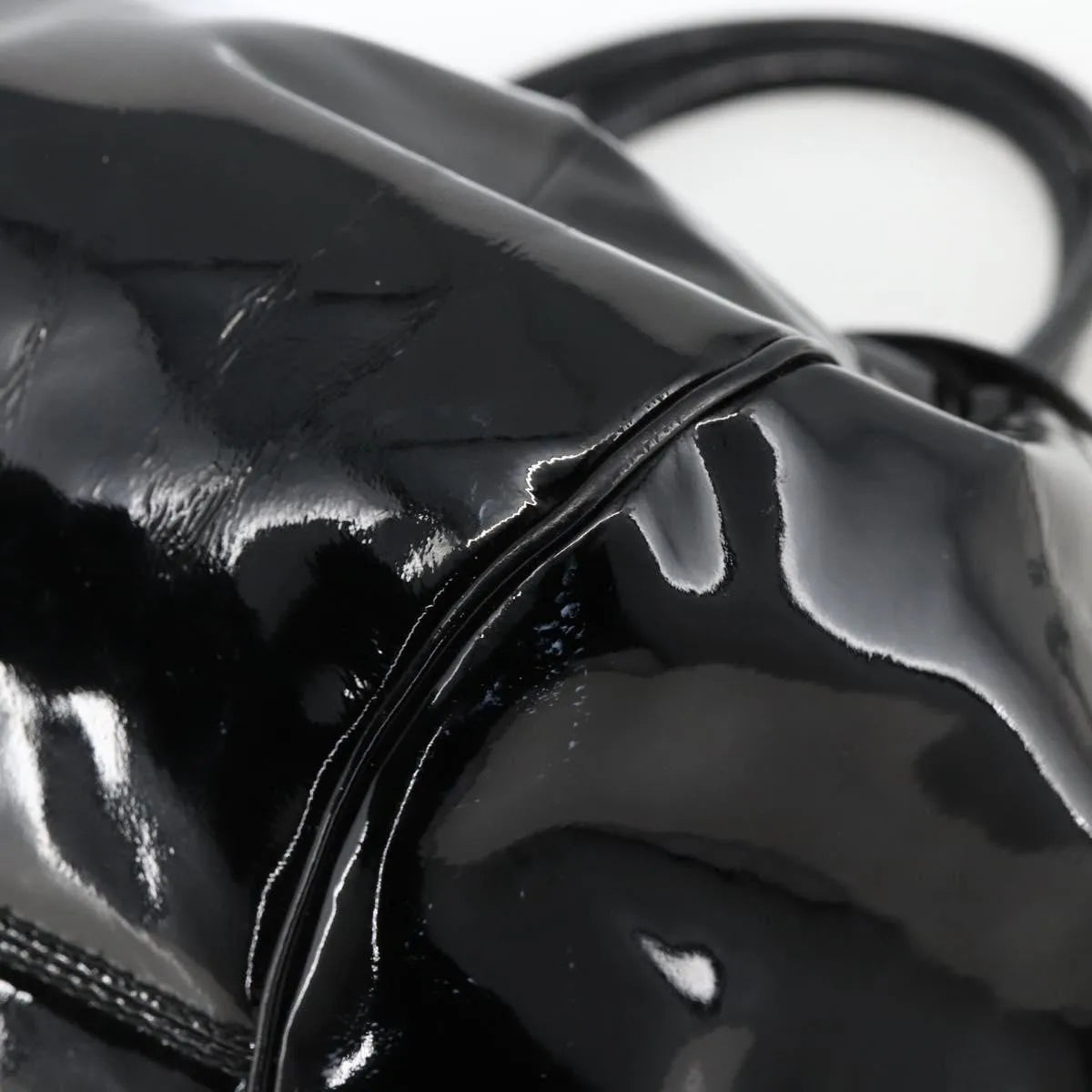 Salvatore Ferragamo Gancini Patent Leather, Black, Patent Leather, Handbag