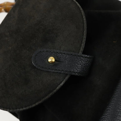 Gucci Vintage Bamboo Suede, Black, Leather, Backpack