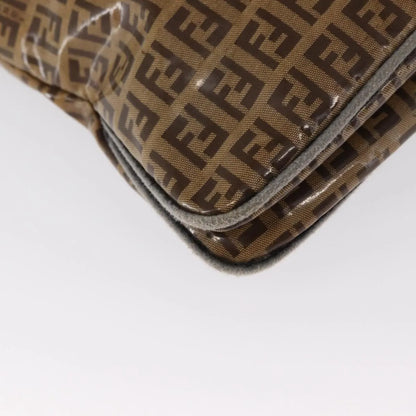 Fendi Mamma baguette Cuir verni, Brown, PVC, Shoulder Bag