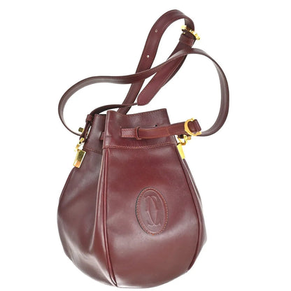 Cartier Must de cartier Leather, Red, Leather, Shoulder Bag