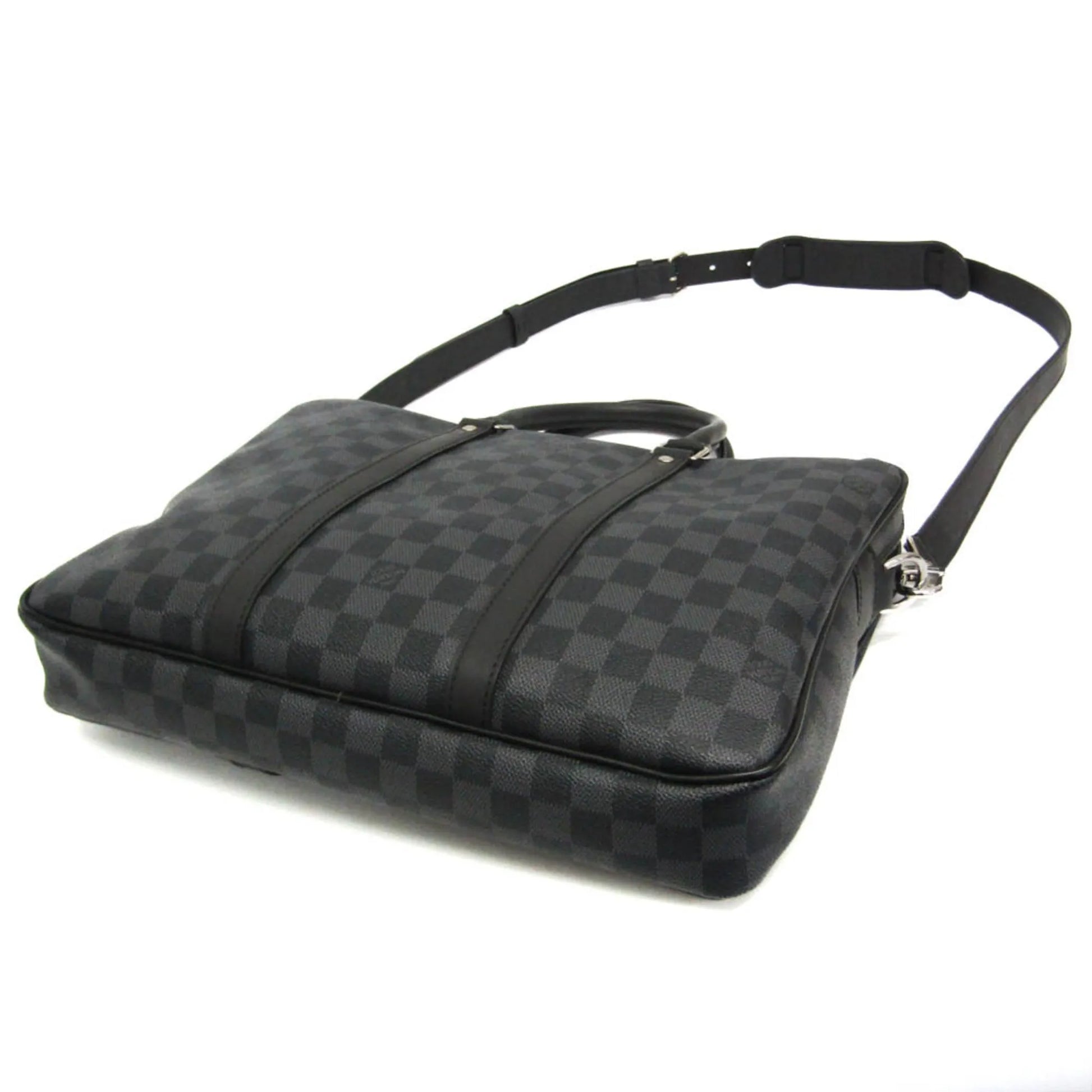 Louis Vuitton Porte-Documents Voyage Damier, Black, Canvas, Briefcase