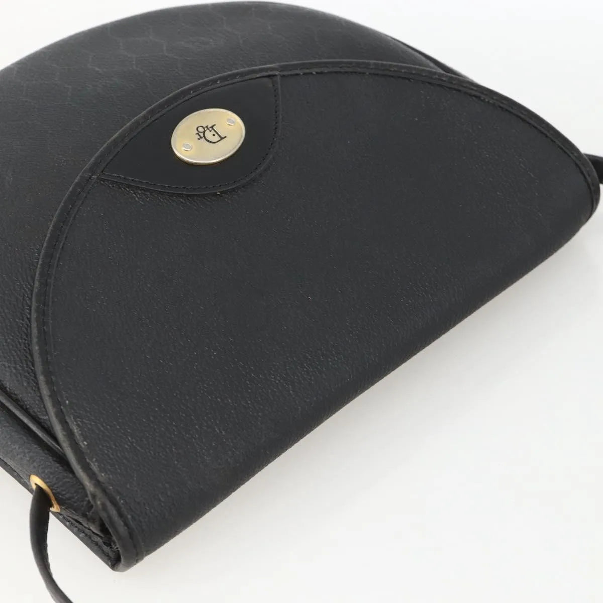 Christian Dior Vintage Honeycomb Flap Coated Canvas, Black, Canvas, Shoulder Bag
