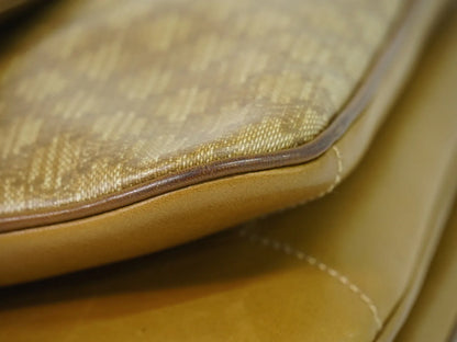 Celine Vintage Macadam Canvas and Leather, Beige, Canvas, Shoulder Bag