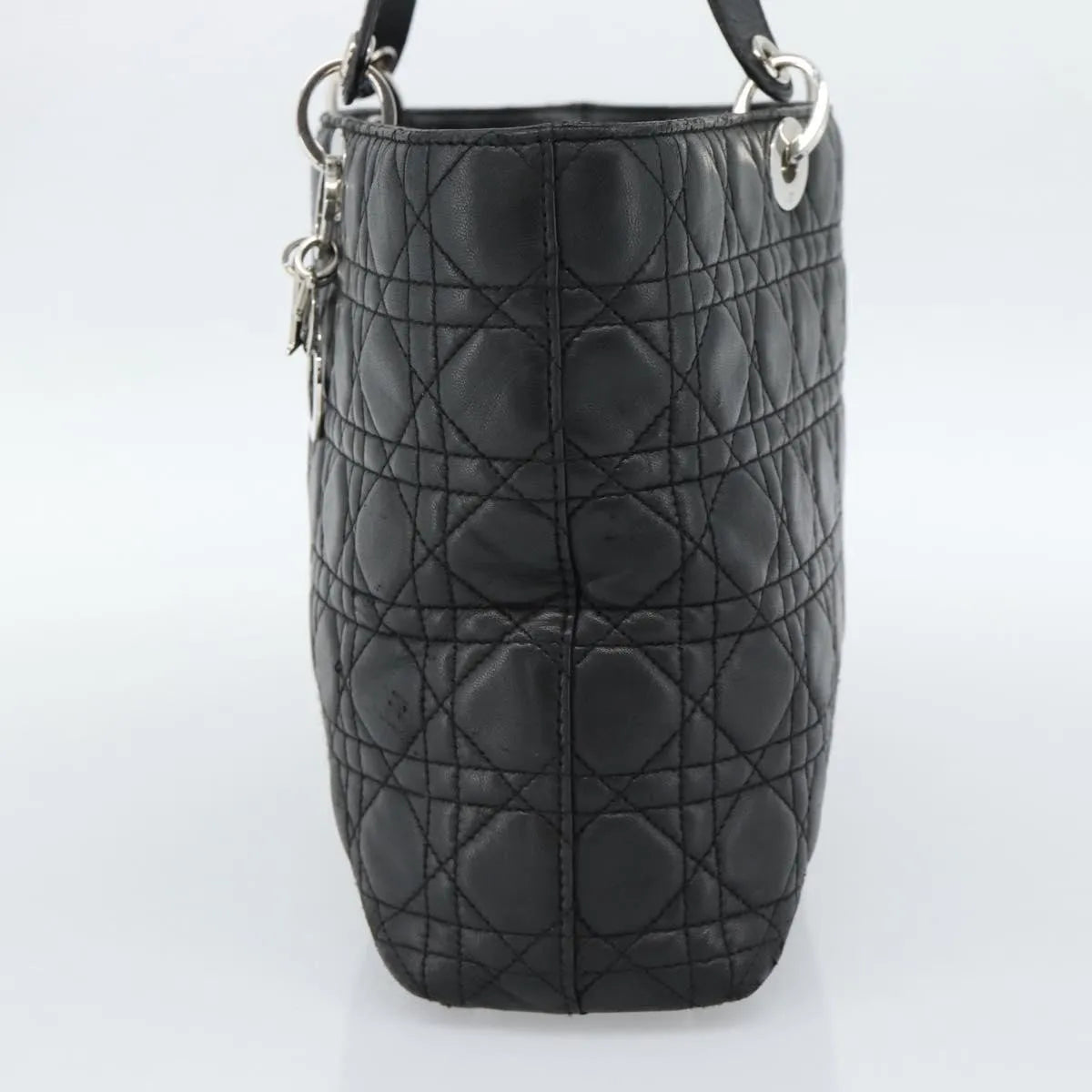 Christian Dior Vintage Lady Dior Tote Cannage Quilt Lambskin, Black, Leather, Tote Bag