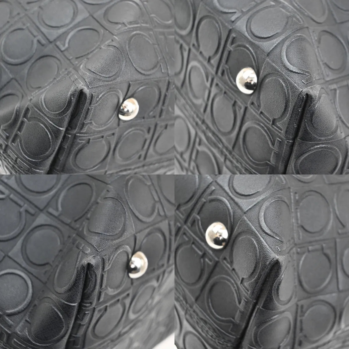 Salvatore Ferragamo Gancini Tote Gancini Canvas, Black, Canvas, Tote Bag