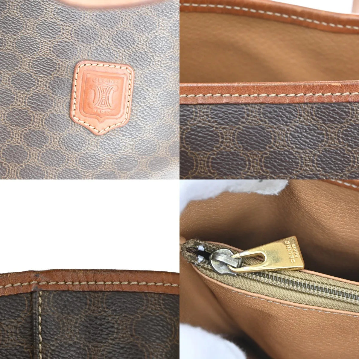 Celine Vintage Macadam Canvas and Leather, Brown, Canvas, Tote Bag