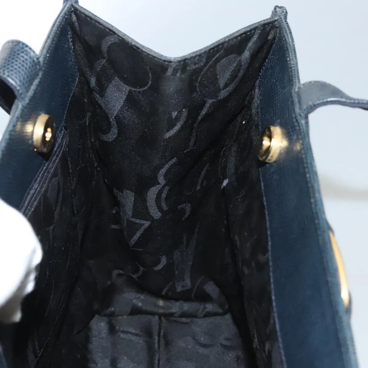 Salvatore Ferragamo Vintage Vara Bow Tote Lizard Embossed Leather, Navy, Leather, Tote Bag